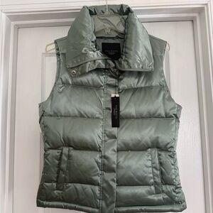 Talbots Satin Funnel-Neck Goose Down Puffer Vest - Size Small Petite - NWT